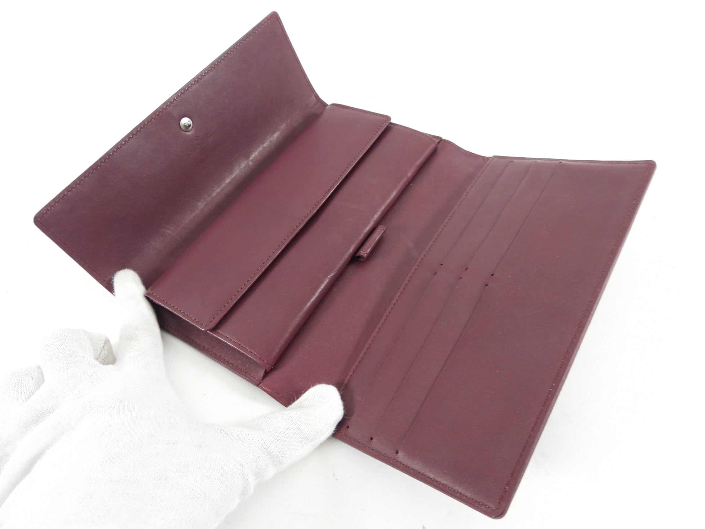 Louis Vuitton Monogram Burgundy Mat Tresor Porte Wallet