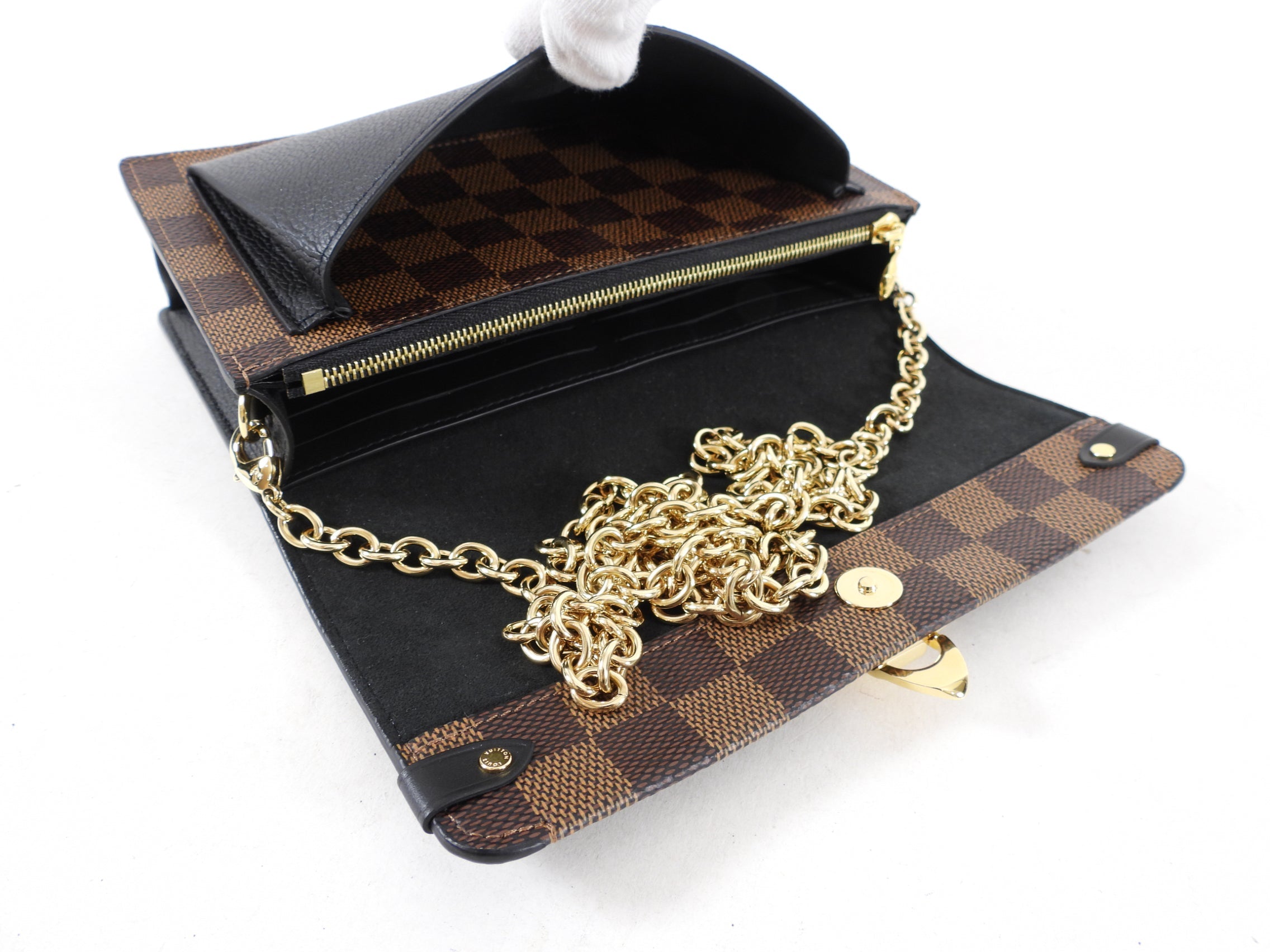 Louis Vuitton Damier Ebene and Noir Vavin Chain Wallet