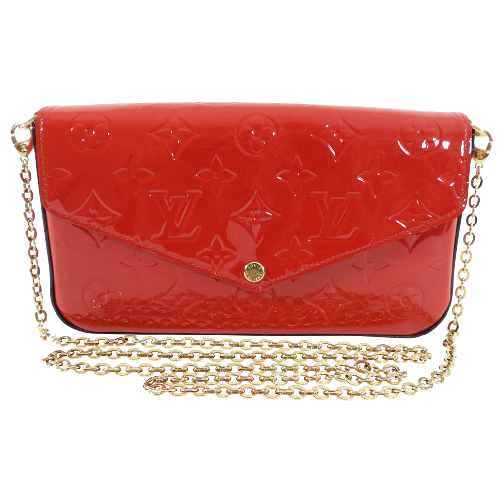 Louis Vuitton Cherry Red Vernis Felicie Pouch Pochette Bag