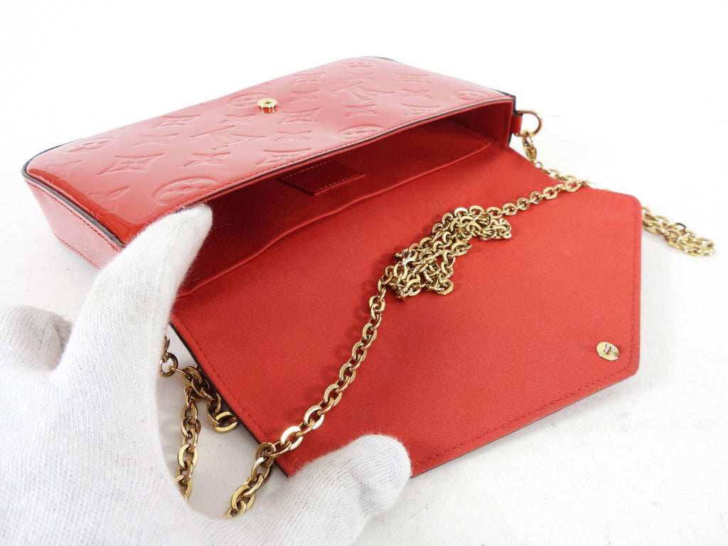 Louis Vuitton Cherry Red Vernis Felicie Pouch Pochette Bag