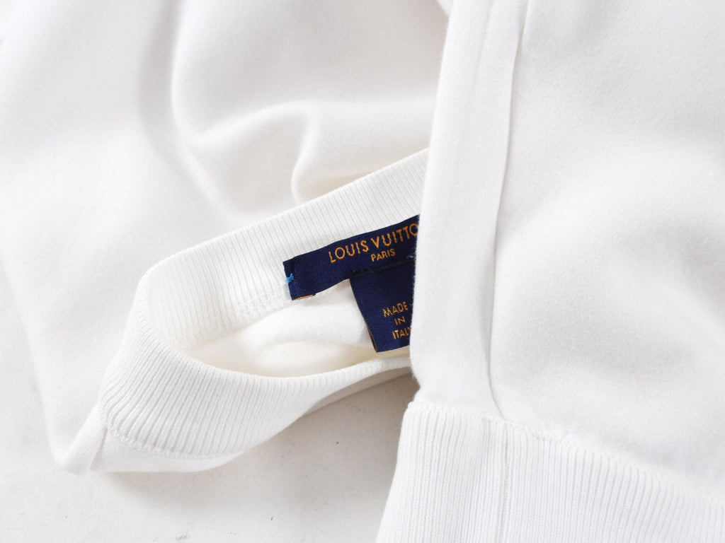 Louis Vuitton White Snap Sleeve Sweatshirt Dress - M