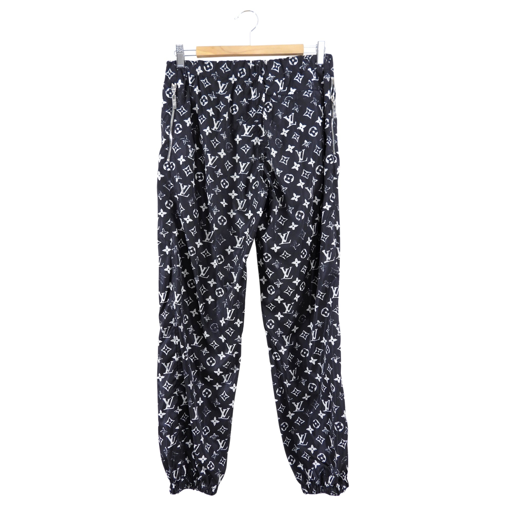 Louis Vuitton Monogram Black and White Nylon Windbreaker Pants - 38