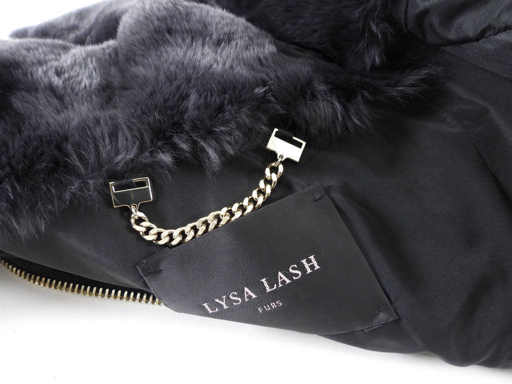 Lysa Lash Dark Charcoal Grey Rex Rabbit Fur Cape Jacket - S (4/6)