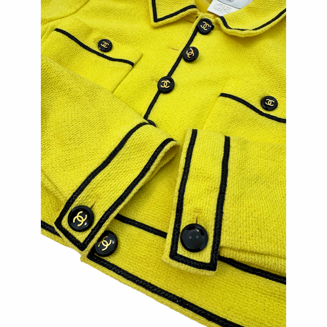 Chanel Vintage 95P Yellow Copped Jacket