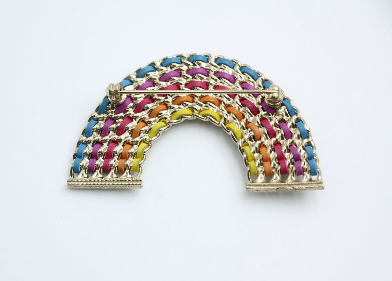 Chanel B18P Leather Rainbow Chain Brooch