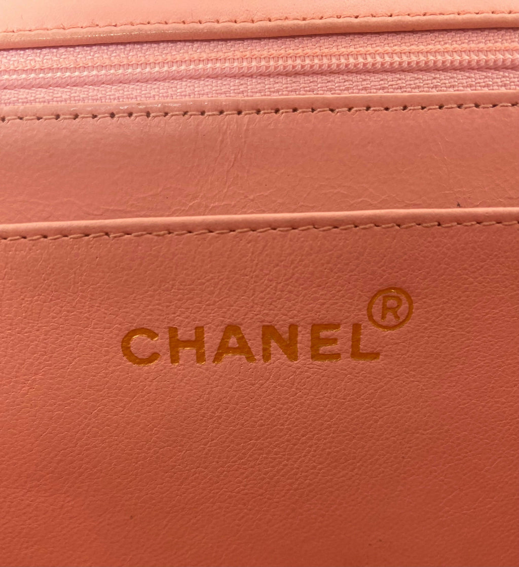 Chanel Vintage 90’s Barbie Pink Lambskin Maxi 24K Gold Hardware