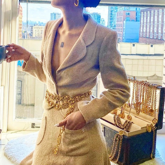 CHANEL wool skirt suit