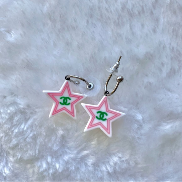 CHANEL VINTAGE two colour star earrings (ND)