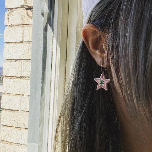 CHANEL VINTAGE two colour star earrings (ND)