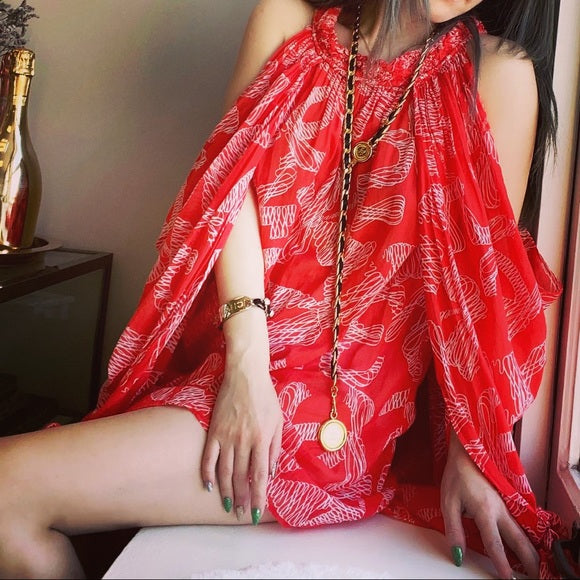 CHANEL red Cotton dress