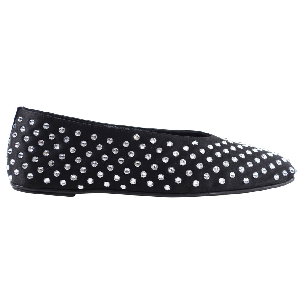 Magda Butrym Black Mesh Crystal Embellished Ballerina Flats - 37