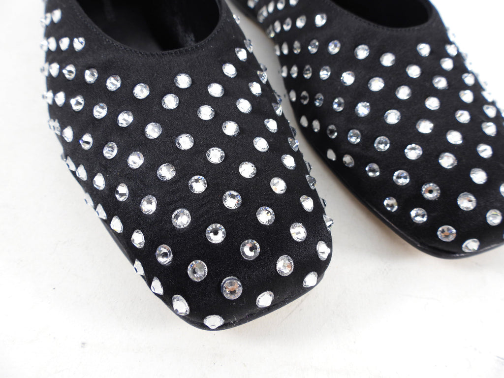 Magda Butrym Black Mesh Crystal Embellished Ballerina Flats - 37