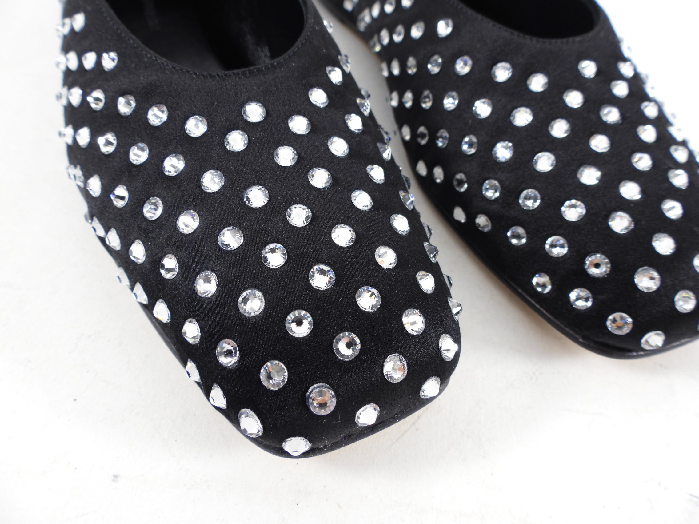 Magda Butrym Black Mesh Crystal Embellished Ballerina Flats - 37