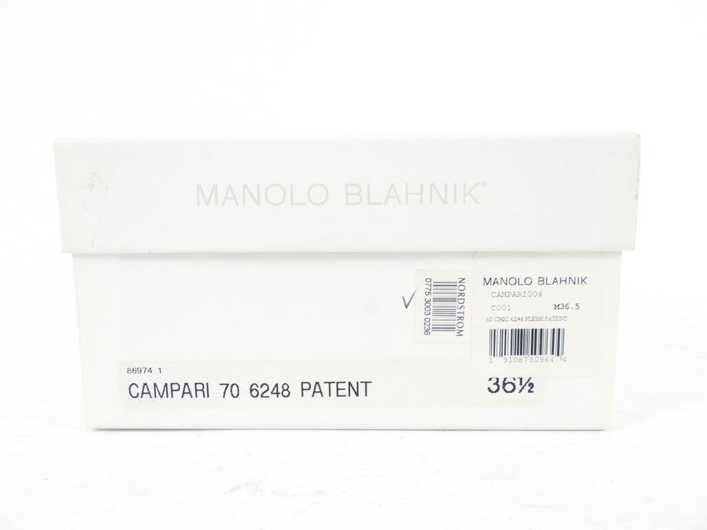 Manolo Blahnik Nude Patent Campari 70 Mary Jane Heels - 36.5