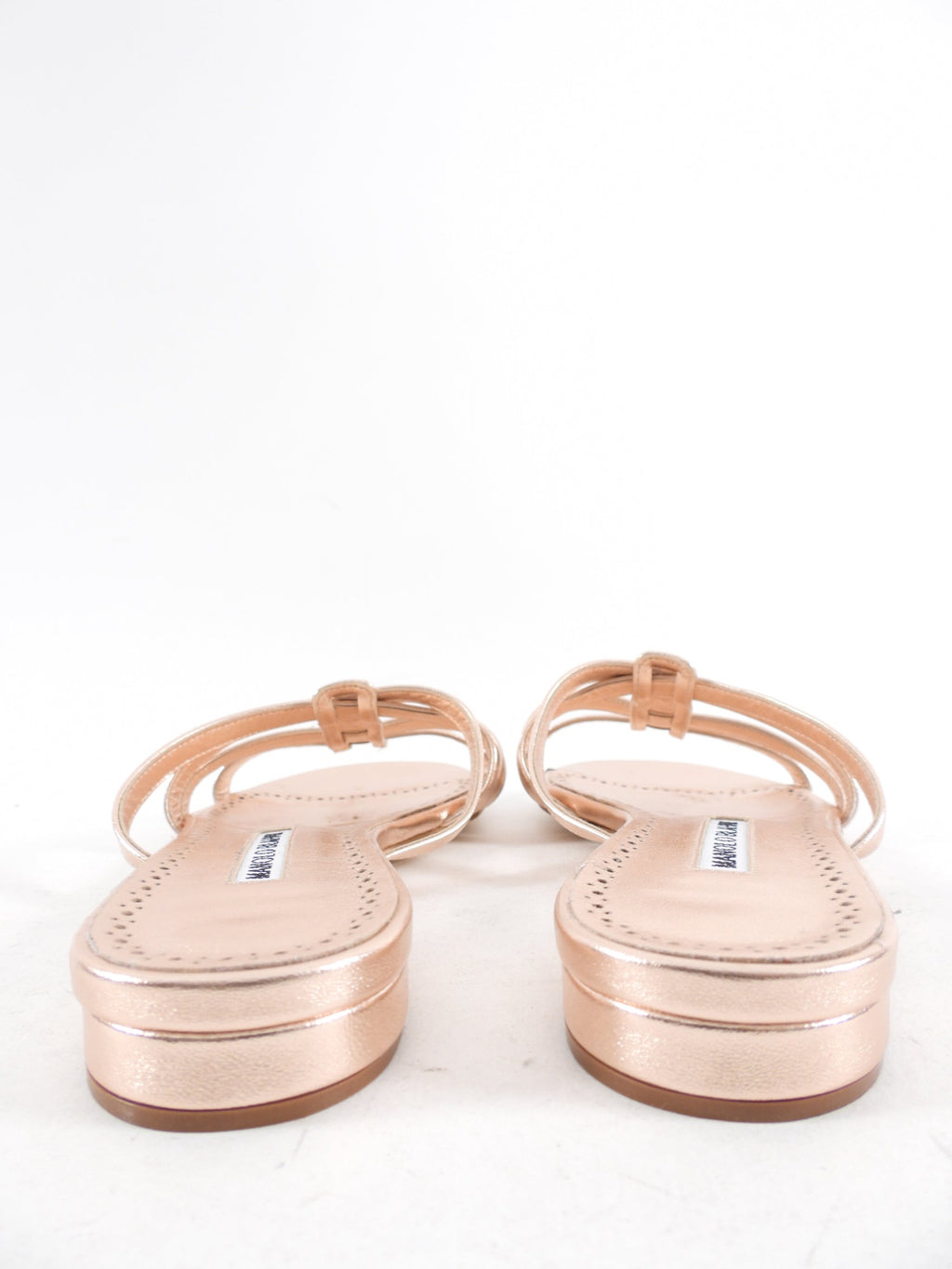 Manolo Blahnik Riran Rosegold Leather Flat Sandals - 37
