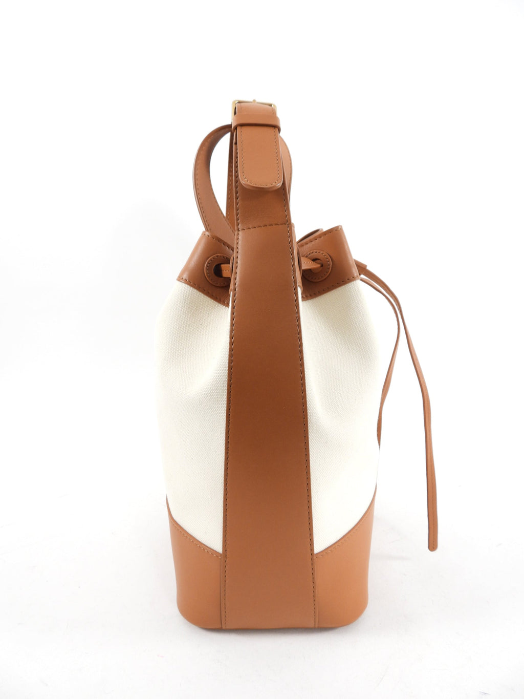 Mansur Gavriel Canvas and Natural Leather Drawstring Bucket Bag