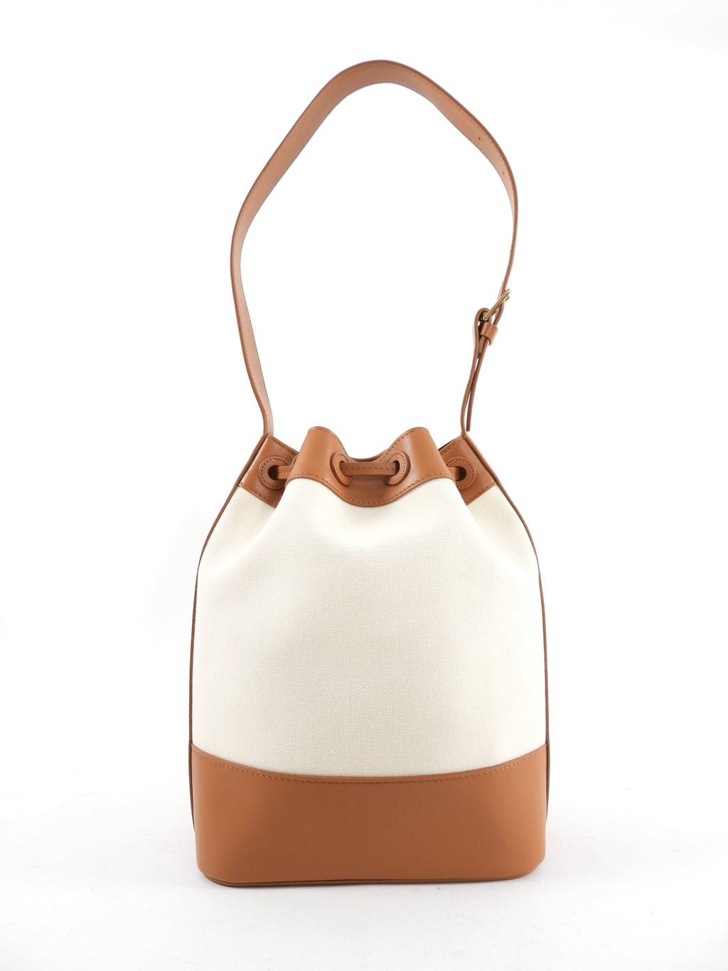Mansur Gavriel Canvas and Natural Leather Drawstring Bucket Bag