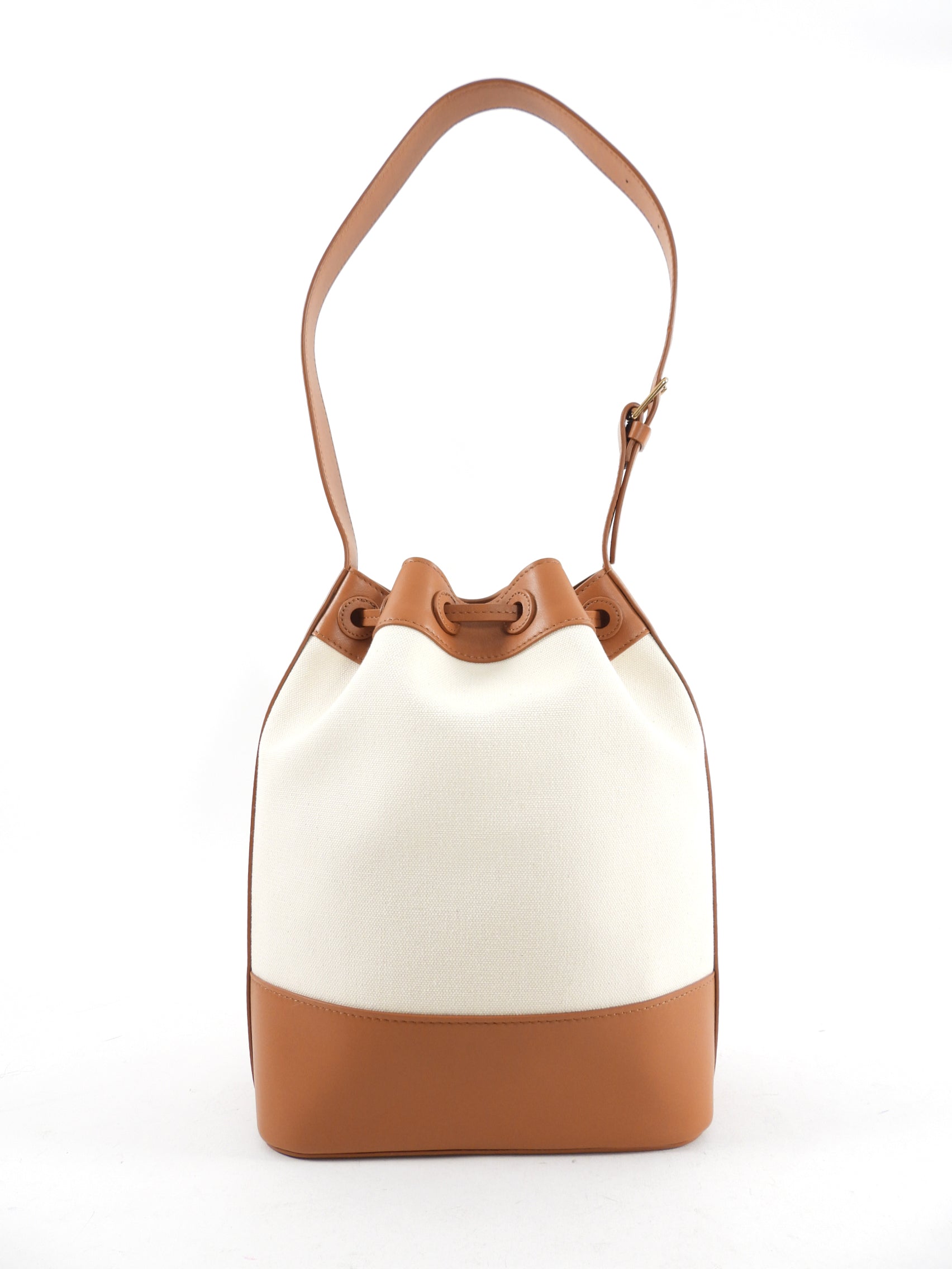 Mansur Gavriel Canvas and Natural Leather Drawstring Bucket Bag