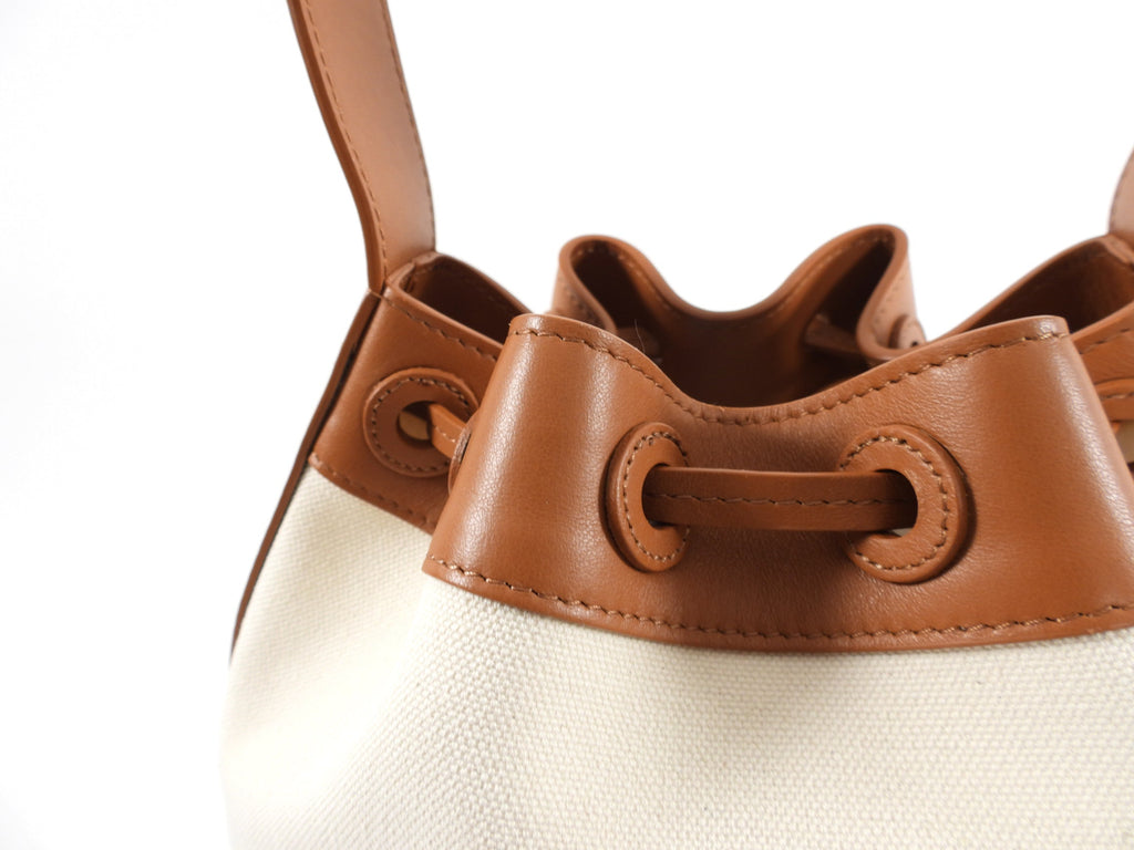 Mansur Gavriel Canvas and Natural Leather Drawstring Bucket Bag
