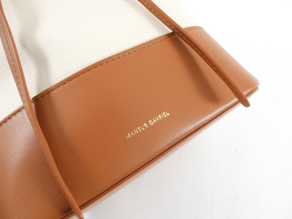 Mansur Gavriel Canvas and Natural Leather Drawstring Bucket Bag