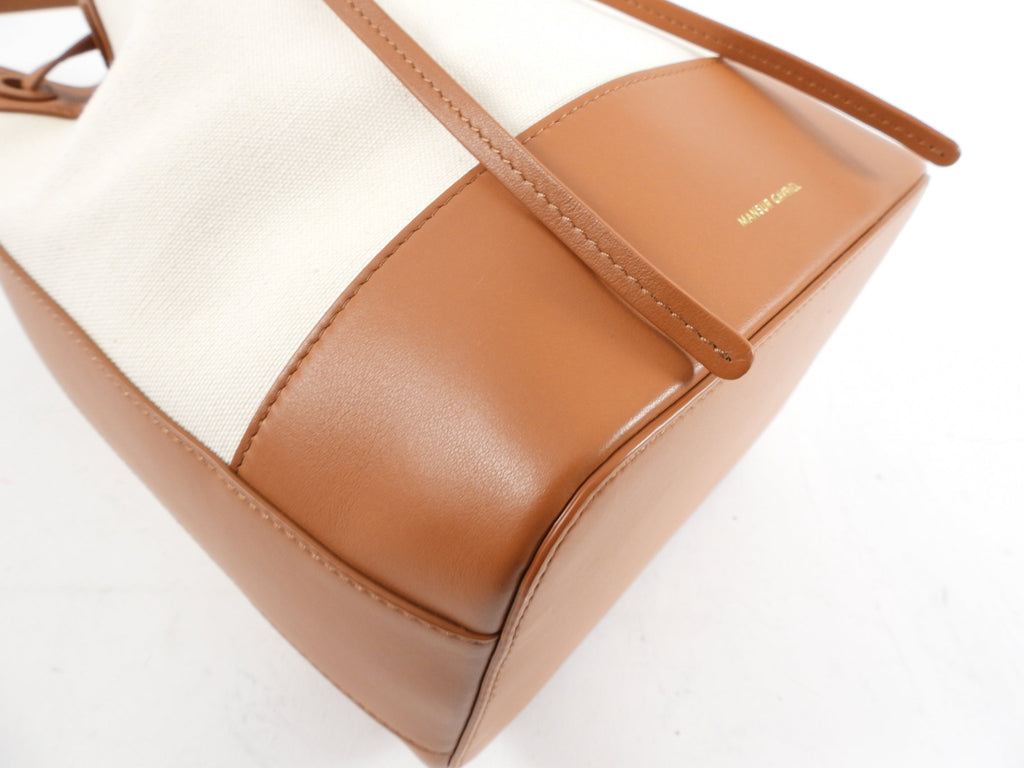 Mansur Gavriel Canvas and Natural Leather Drawstring Bucket Bag