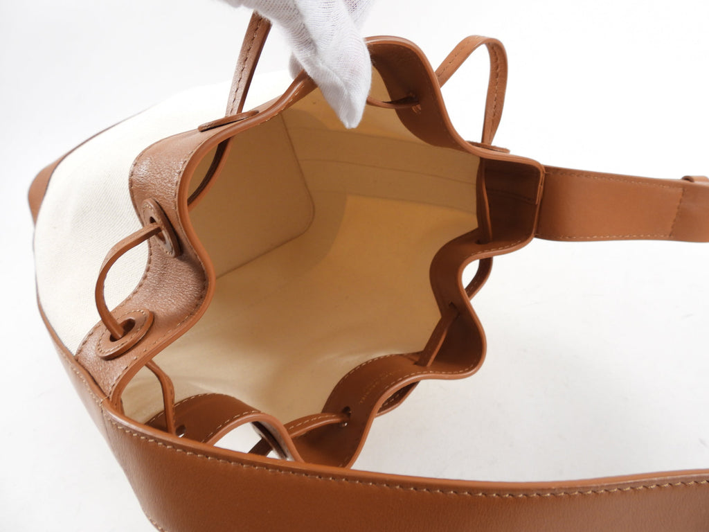Mansur Gavriel Canvas and Natural Leather Drawstring Bucket Bag