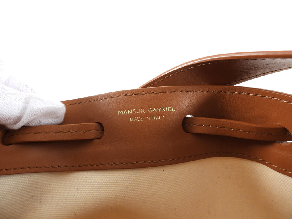 Mansur Gavriel Canvas and Natural Leather Drawstring Bucket Bag