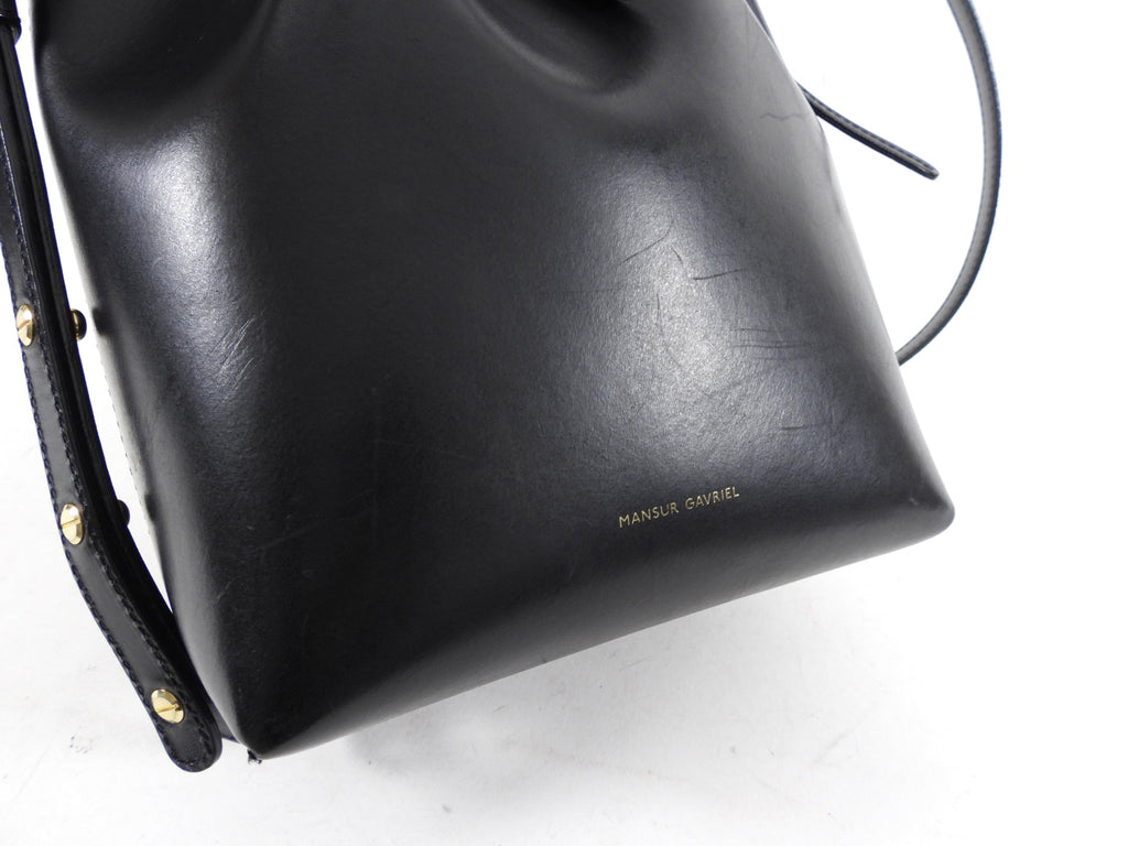 Mansur Gavriel Black Mini Drawstring Bucket Bag