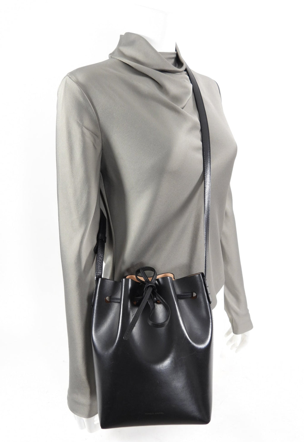 Mansur Gavriel Black Mini Drawstring Bucket Bag