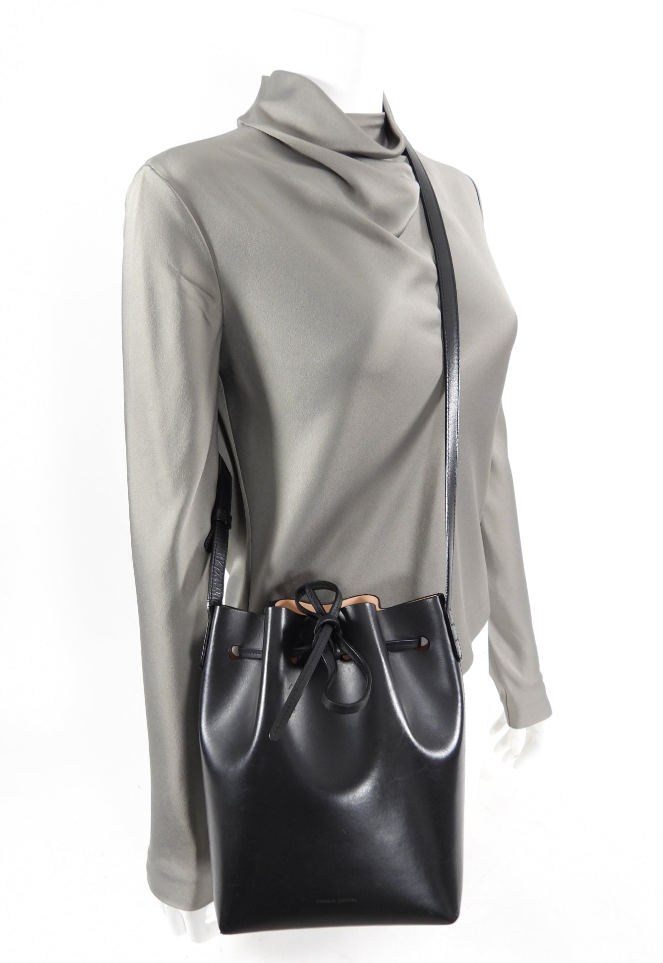 Mansur Gavriel Black Mini Drawstring Bucket Bag