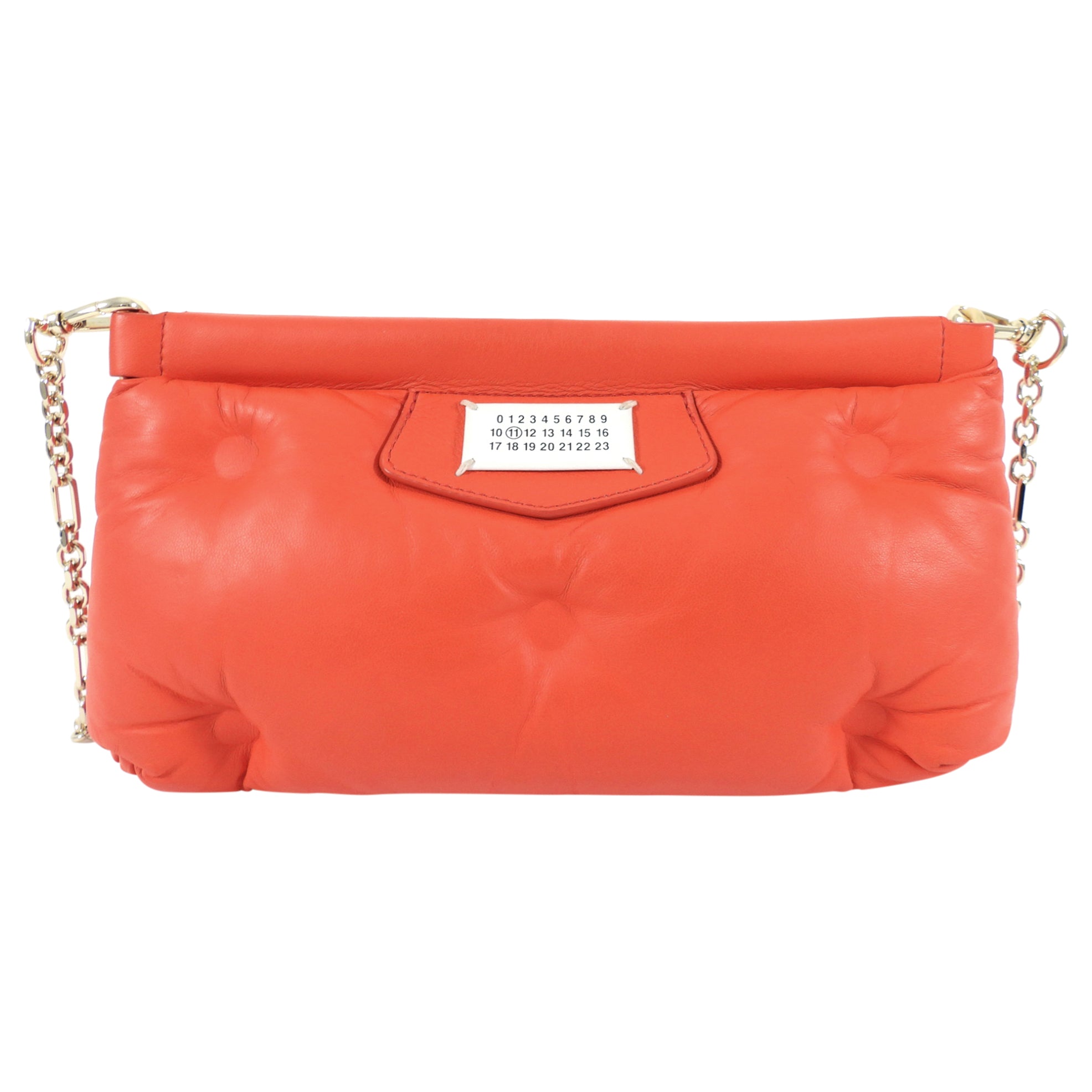 Maison Martin Margiela Glam Slam Red Quilted Lambskin Clutch with Chain Strap