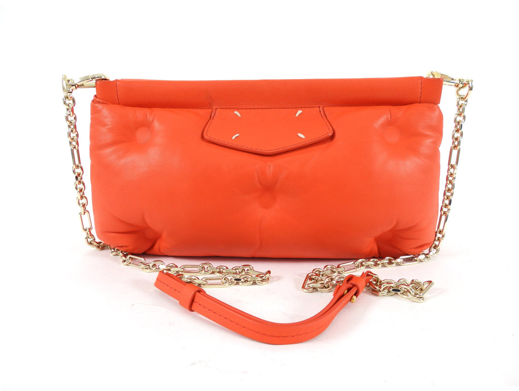 Maison Martin Margiela Glam Slam Red Quilted Lambskin Clutch with Chain Strap