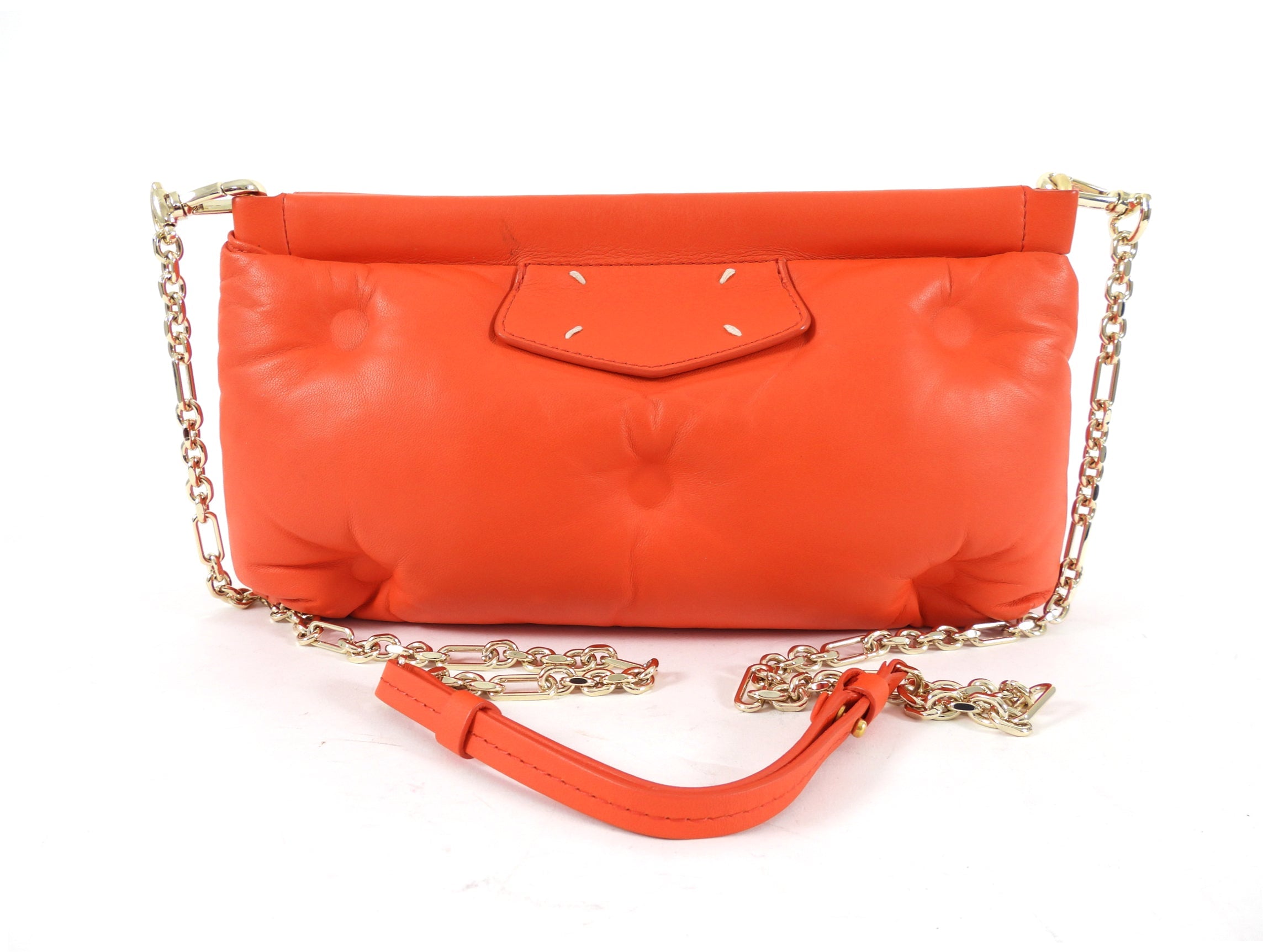 Maison Martin Margiela Glam Slam Red Quilted Lambskin Clutch with Chain Strap
