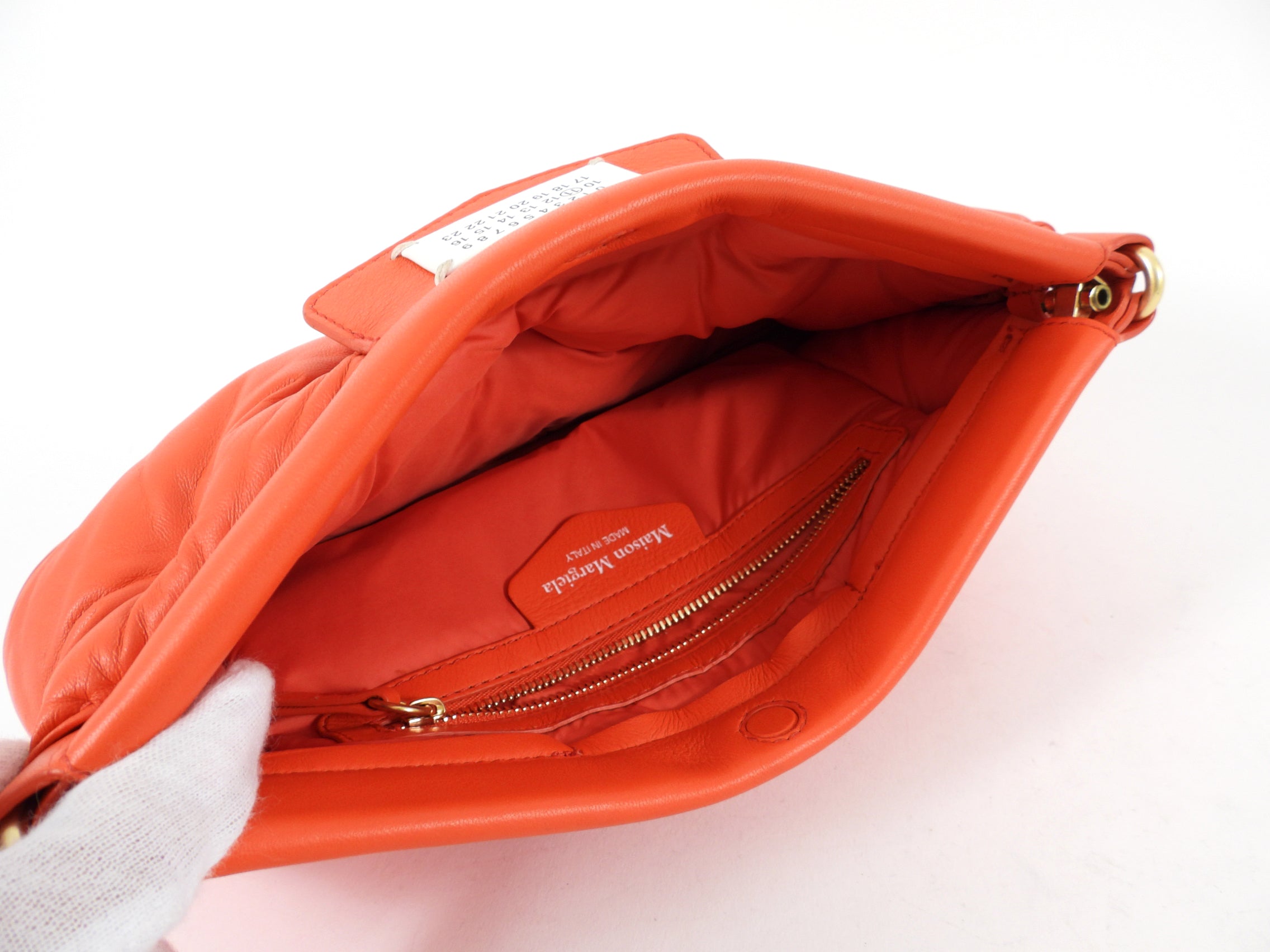 Maison Martin Margiela Glam Slam Red Quilted Lambskin Clutch with Chain Strap
