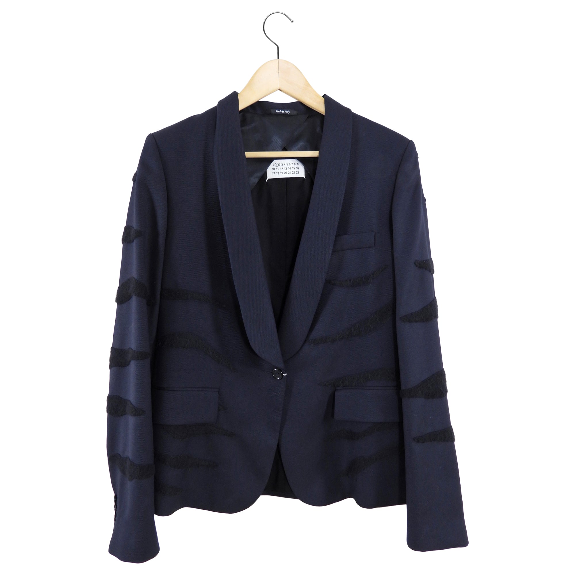 Maison Margiela Midnight Blazer with Black Felt Applique - IT46 / USA 10