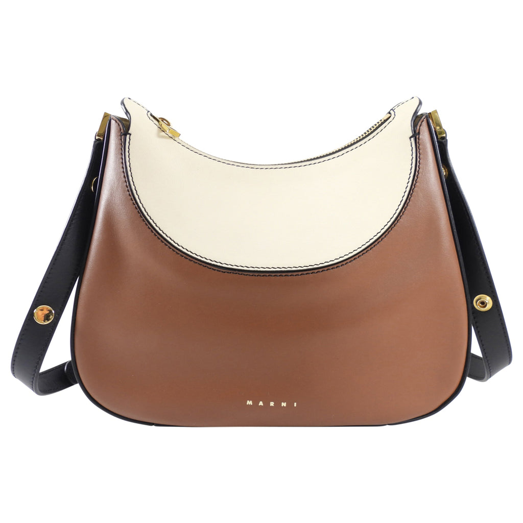 Marni Milano Tricolour Brown Ivory Black Small Hobo Bag