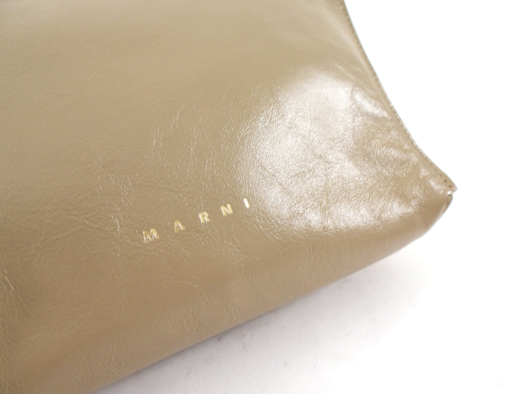 Marni Two Tone Beige Leather Off Museo Clutch Wristlet Bag