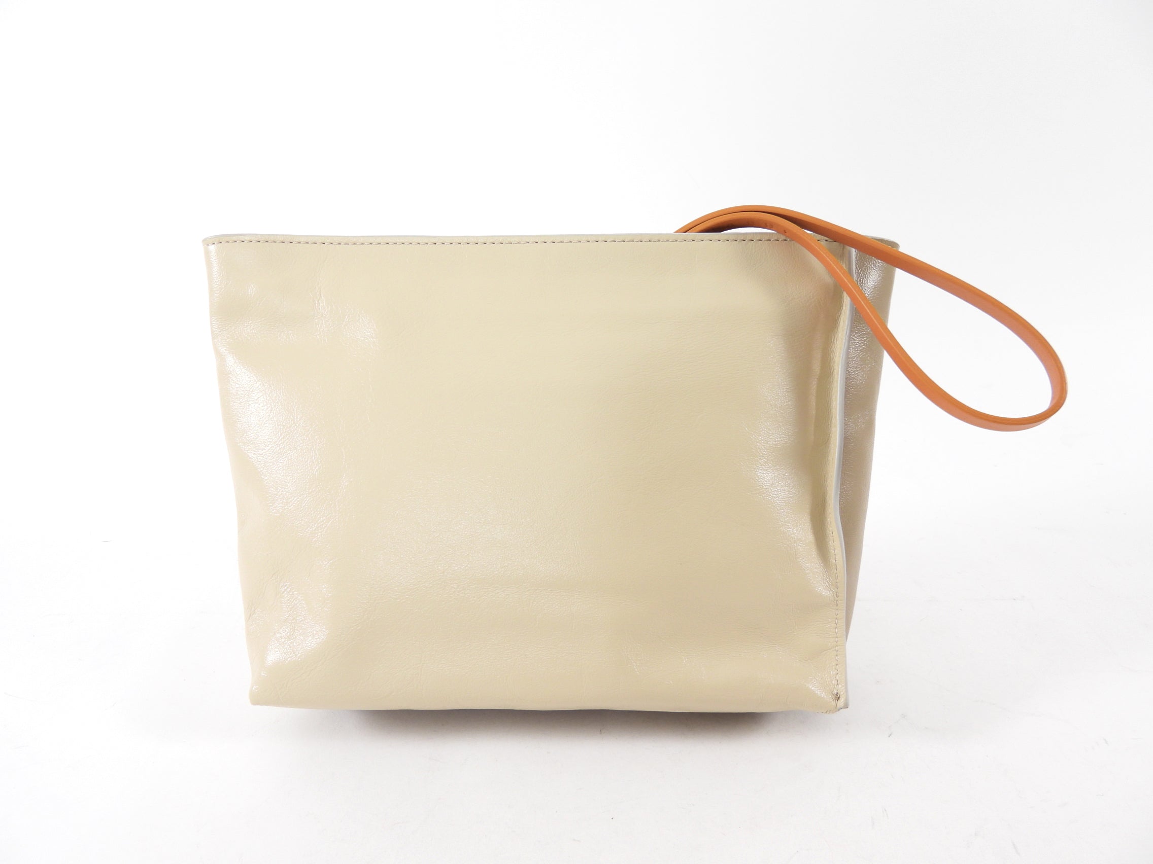 Marni Two Tone Beige Leather Off Museo Clutch Wristlet Bag