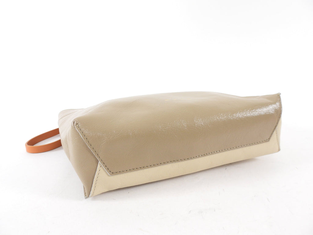 Marni Two Tone Beige Leather Off Museo Clutch Wristlet Bag