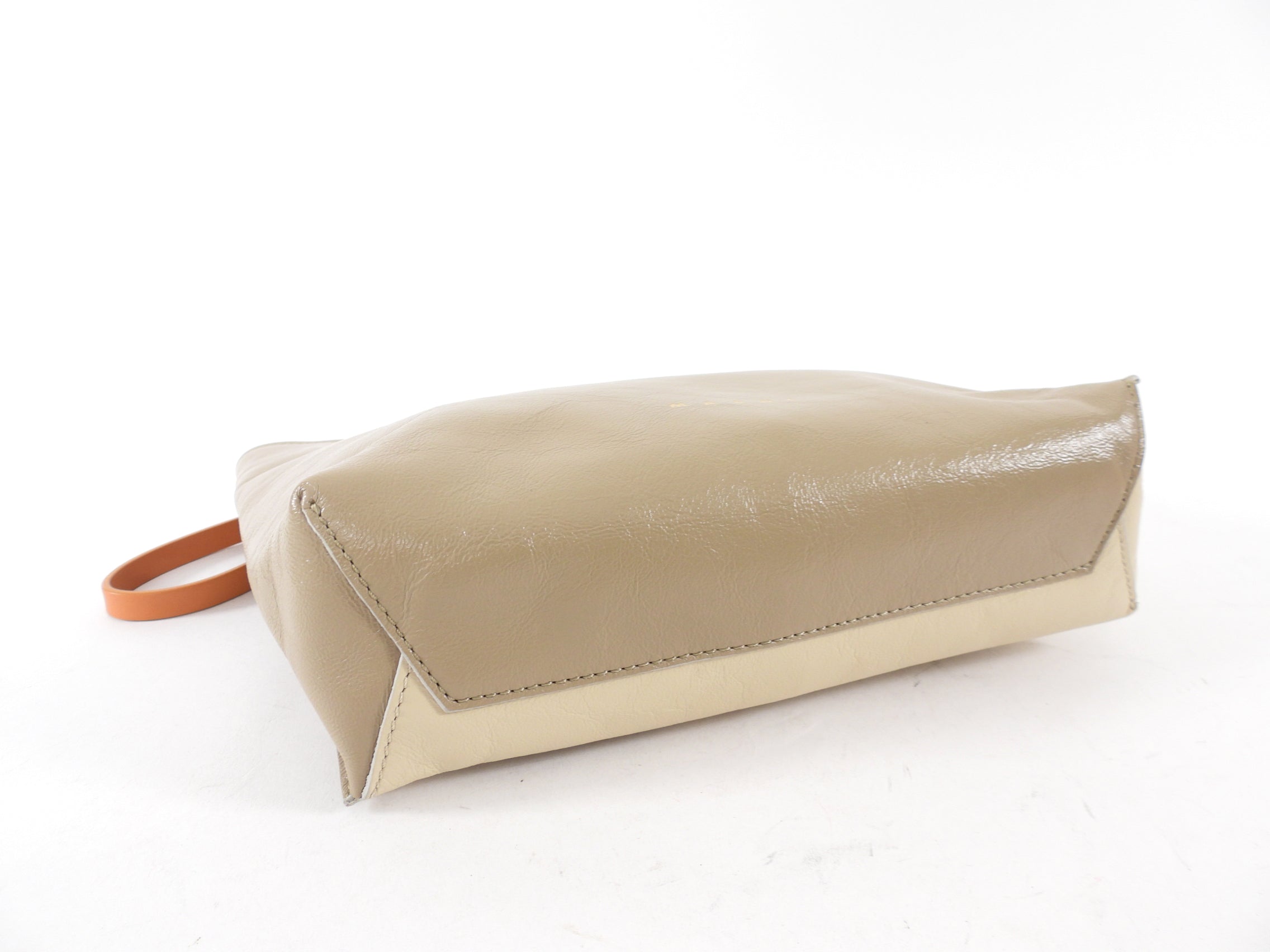 Marni Two Tone Beige Leather Off Museo Clutch Wristlet Bag