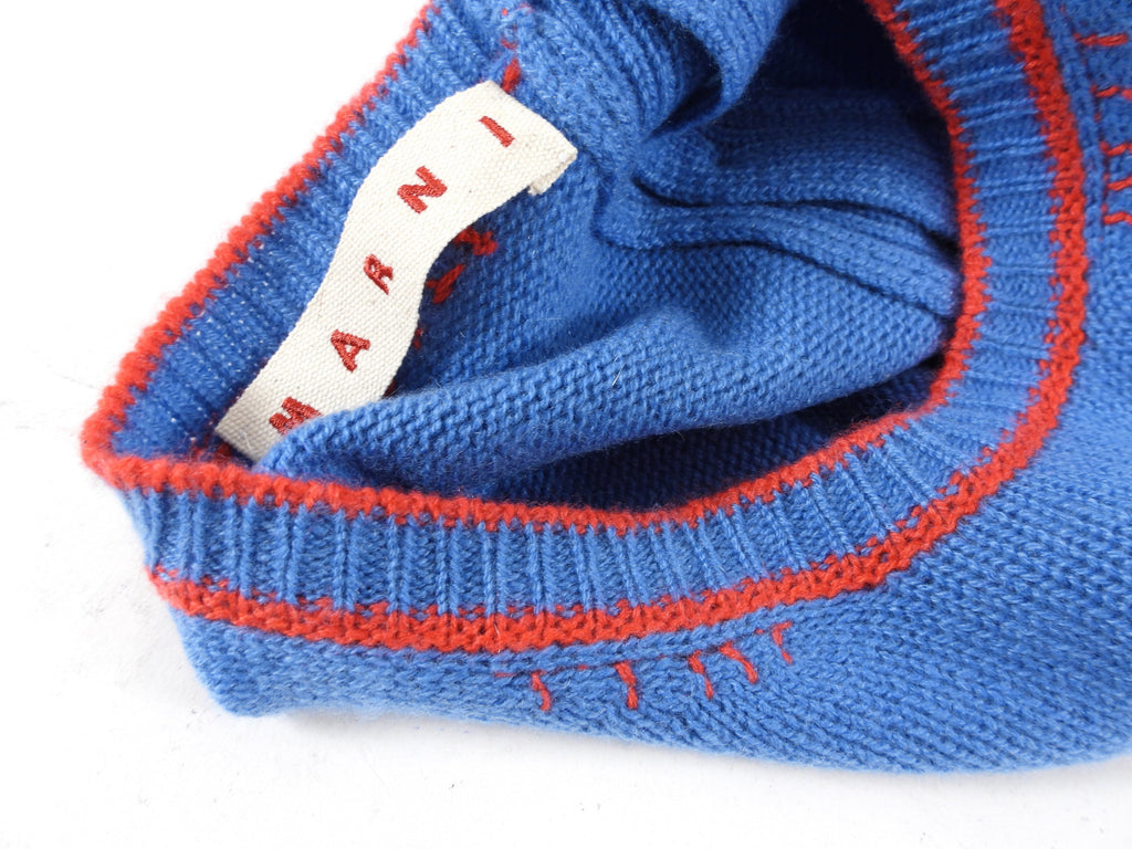 Marni Blue and Red Cashmere Short Sleeve Sweater - S
