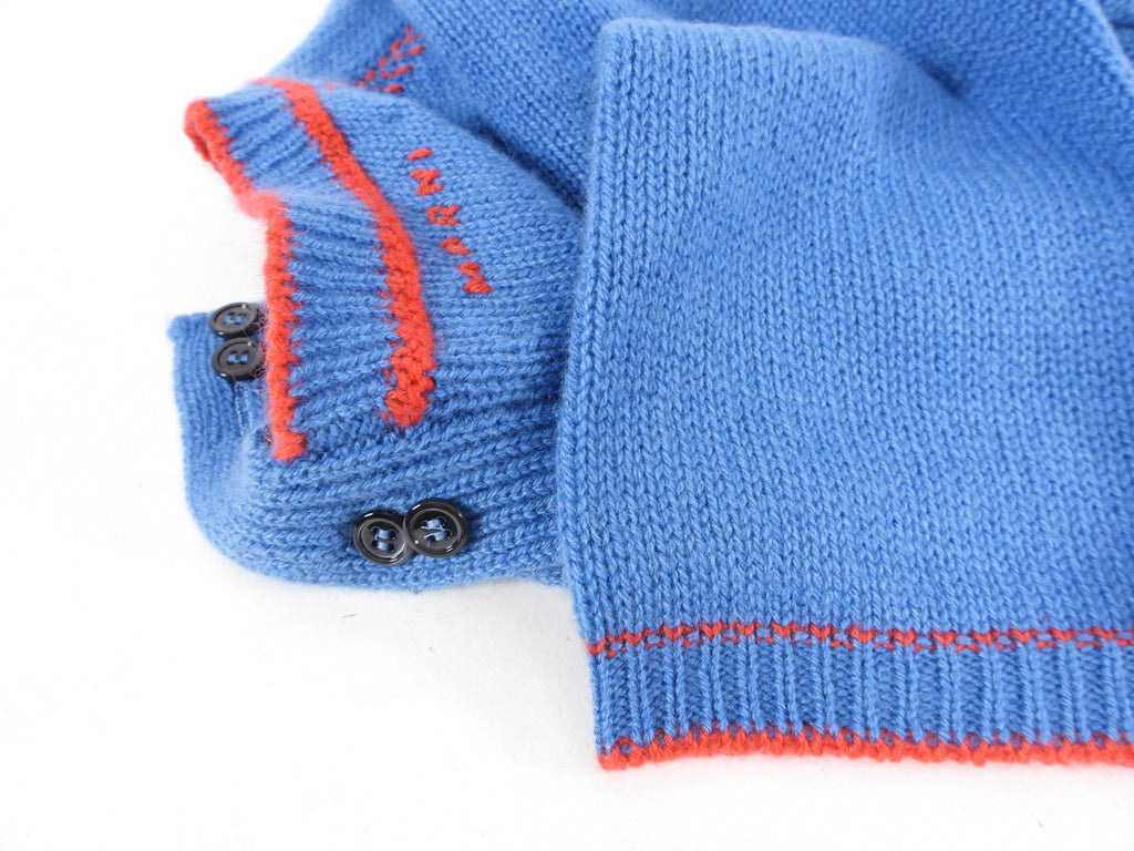 Marni Blue and Red Cashmere Short Sleeve Sweater - S