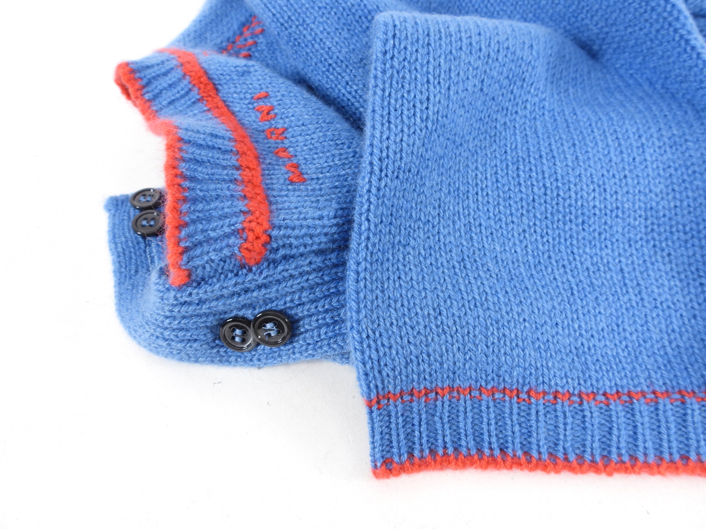 Marni Blue and Red Cashmere Short Sleeve Sweater - S
