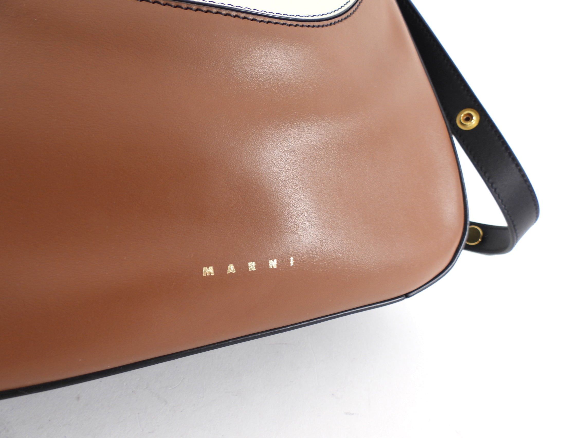 Marni Milano Tricolour Brown Ivory Black Small Hobo Bag