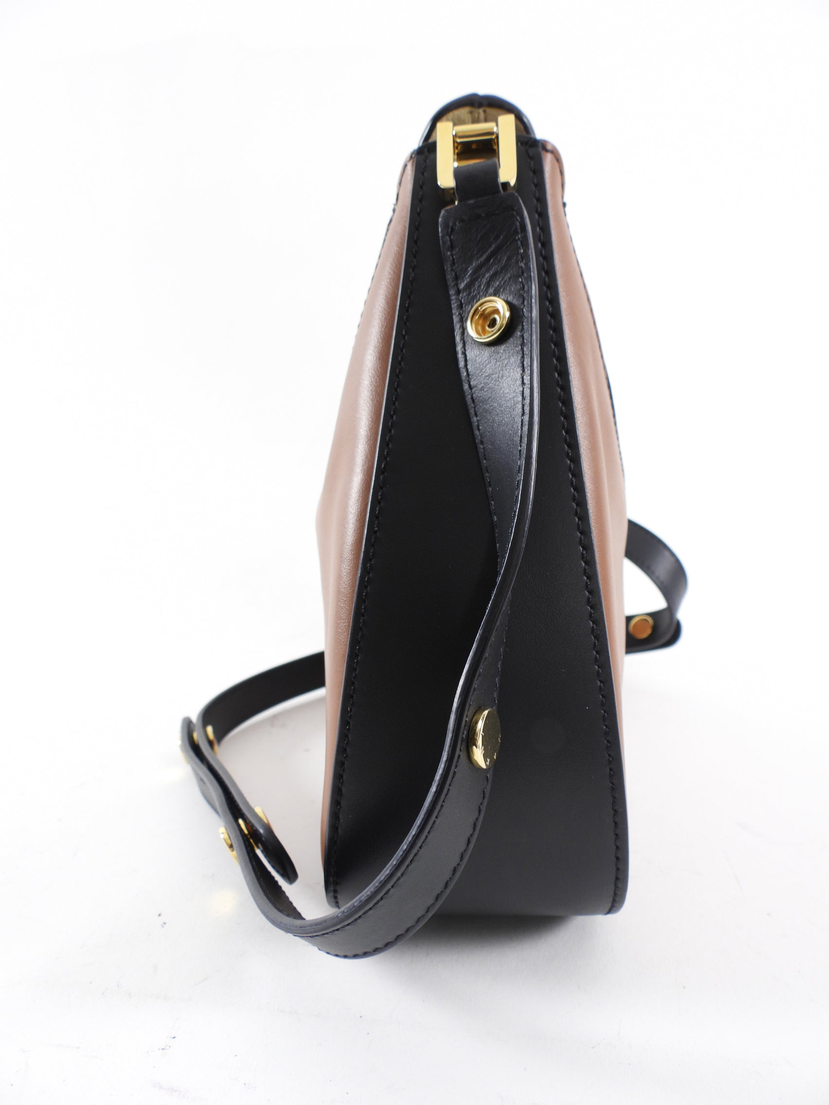 Marni Milano Tricolour Brown Ivory Black Small Hobo Bag