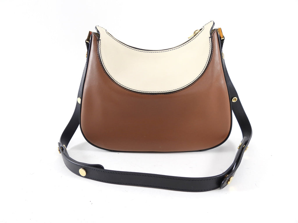 Marni Milano Tricolour Brown Ivory Black Small Hobo Bag