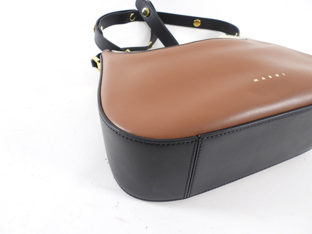 Marni Milano Tricolour Brown Ivory Black Small Hobo Bag
