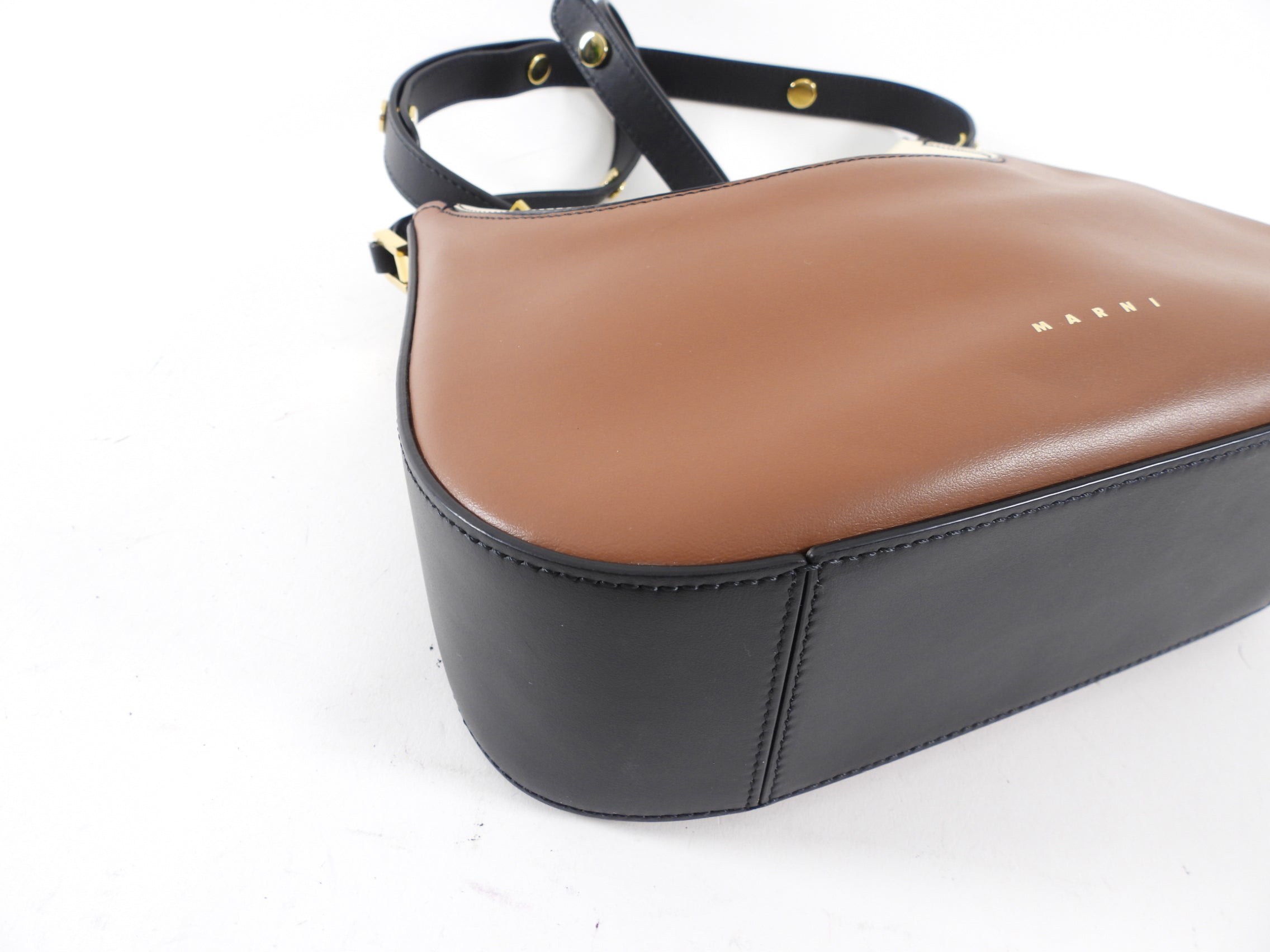 Marni Milano Tricolour Brown Ivory Black Small Hobo Bag
