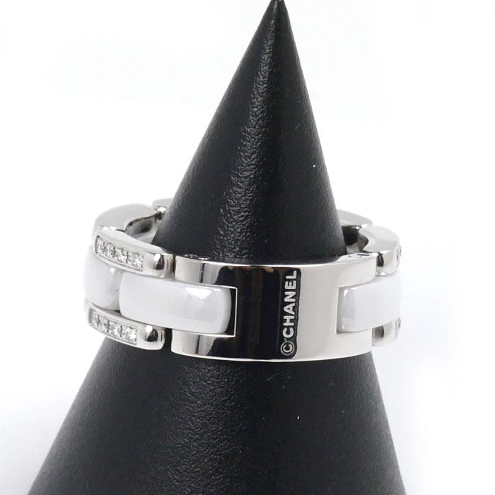 Chanel Ultra Collection Au750 White Gold White Ceramic Diamond Ring Size 14.5