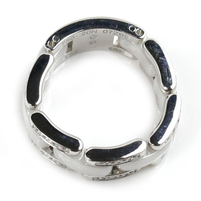 Chanel Ultra Collection Au750 White Gold White Ceramic Diamond Ring Size 14.5